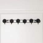 Вешалка настенная на 6 крючков Доляна «Ромашки», 41,5×5,5×3 см, цвет чёрный - Фото 4