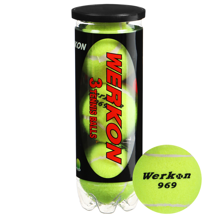 Набор мячей для большого тенниса WERKON 969, с давлением, 3 шт. - Фото 1