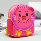 Рюкзак детский "Львёнок", отдел на молнии, 2 боковые сетки, цвет малиновый - Фото 1