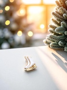 Брошь новогодняя «Коньки», белая в золоте - Фото 5