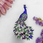 Брошь «Павлин роскошный», цветная в серебре - Фото 3