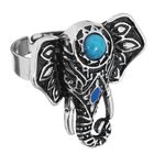 Кольцо "Слон", безразмерное, цвет голубой в чернёном серебре - Фото 1