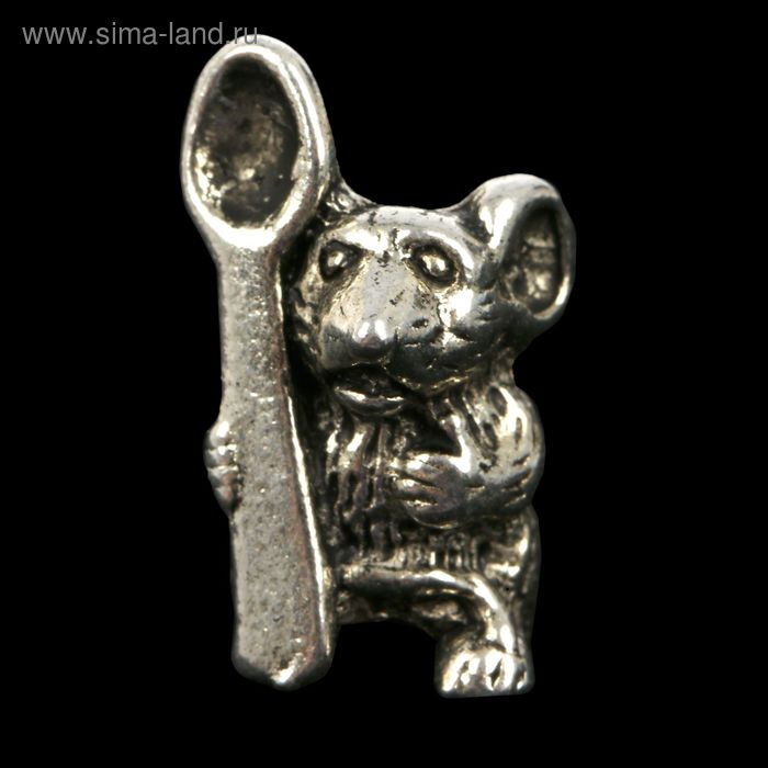 Сувенир кошельковый металл "Мышь с ложкой" 1,8х1 см - Фото 1