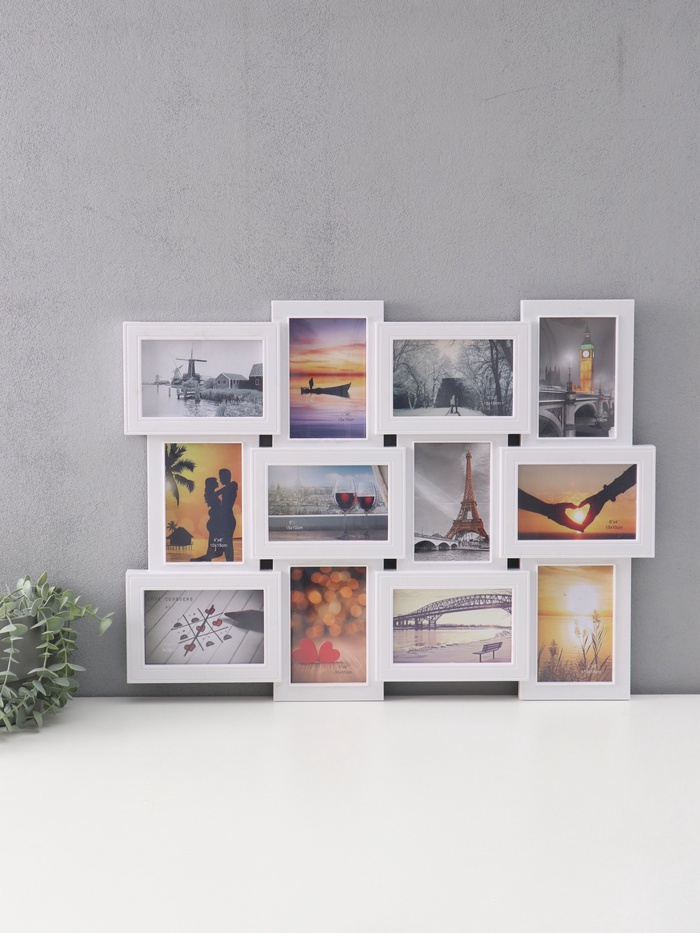 Фоторамка-коллаж на 12 фото 10×15 см «Лаконичность», белая, 46×61 см - Фото 1
