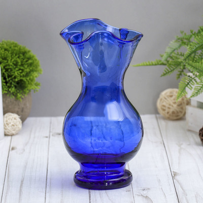 Ваза «Великолепие», 700 мл, h=20 см, стекло, синяя