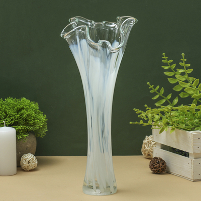 Ваза «Волна», h=28 см, d=10 см, стекло, белая