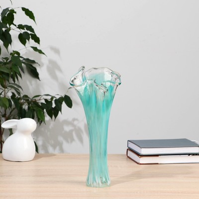 Ваза «Волна», h=28 см, стекло, зелёная