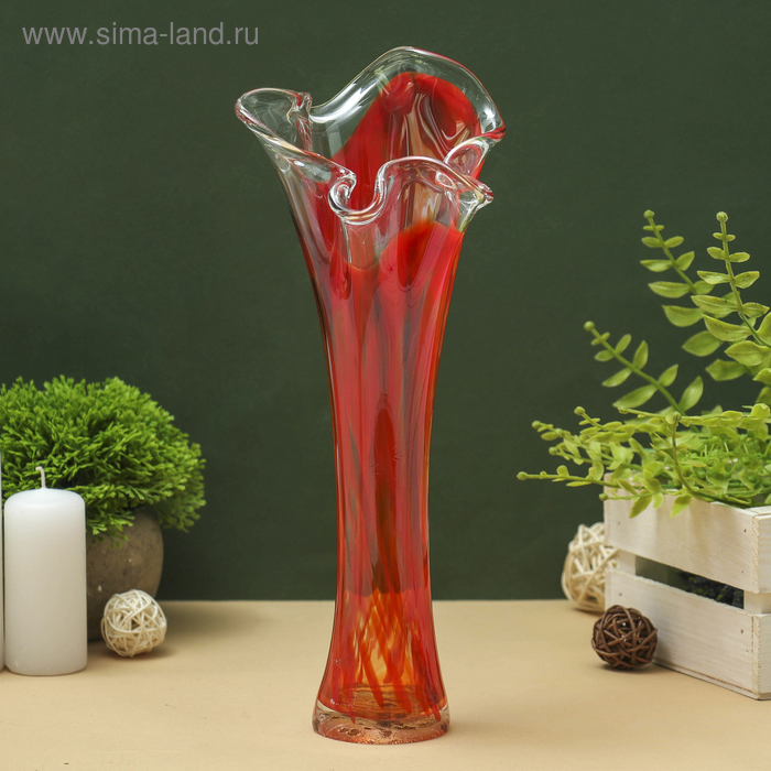 Ваза «Волна», h=28 см, стекло, красно-марганцевая - Фото 1