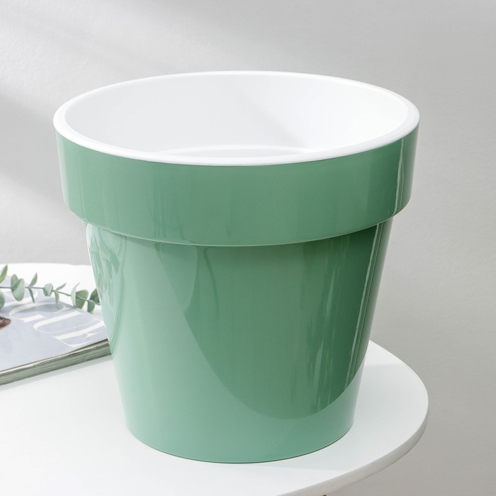 Кашпо для цветов со вставкой «Порто», 9 л, цвет нефрит - Фото 1
