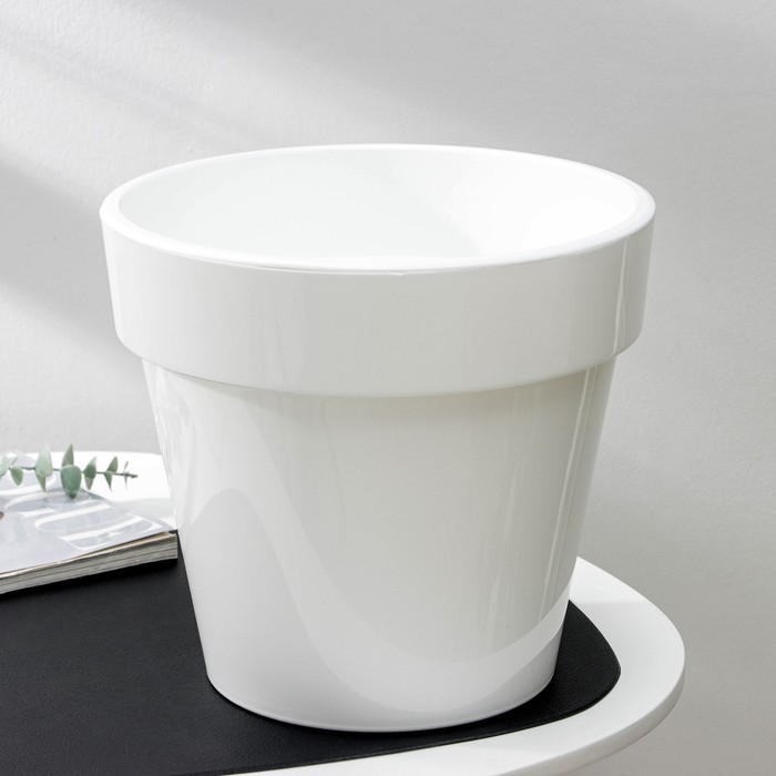 Кашпо для цветов со вставкой Plast-Avenue «Порто», 9 л, пластик, белое - Фото 1