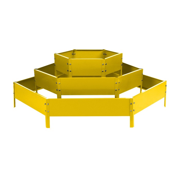 Клумба оцинкованная, 3 яруса, d=60–100–140 см, высота бортика 45 см, жёлтая, Greengo