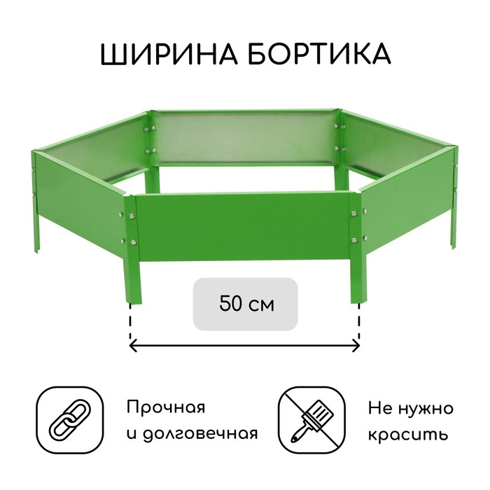 Клумба оцинкованная, d = 100 см, h = 15 см, ярко-зелёная, Greengo - фото 1905388553