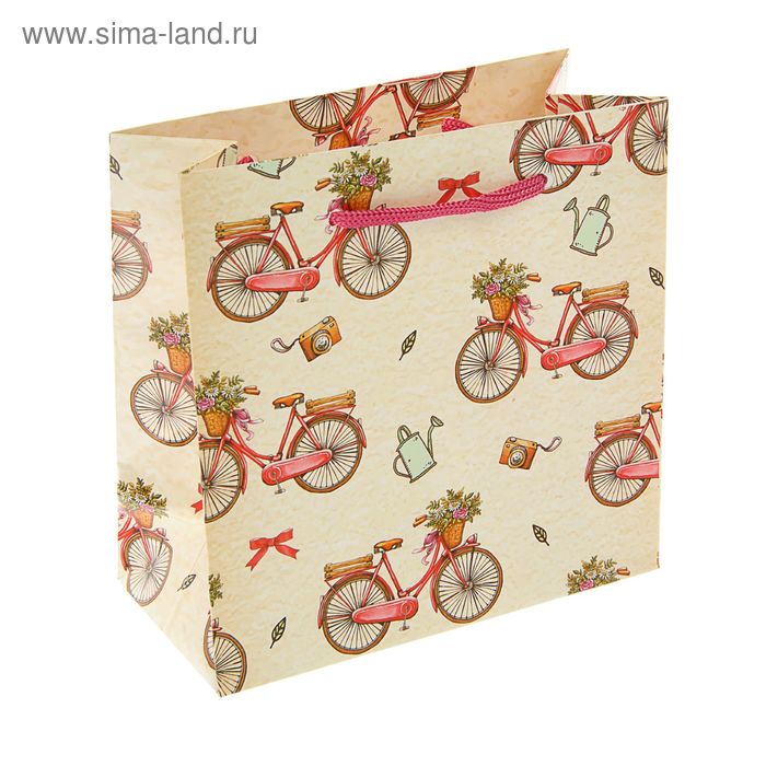 Пакет подарочный "Велосипед" 23 х 22.5 х 10 см - Фото 1