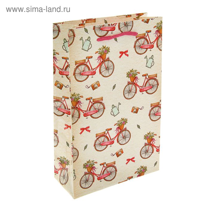 Пакет подарочный "Велосипед" 26.5 х 16.5 х 7 см - Фото 1