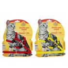 Комплект для кошки Зооник, шлейка и поводок 1,5 м микс цветов - Фото 2