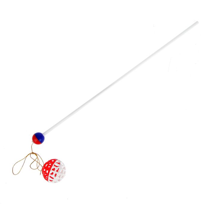 Дразнилка-удочка с сетчатым мячиком Зооник, 50 см, микс