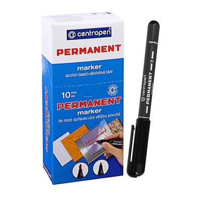Маркер перманентный Centropen 2836, чёрный, узел 3.3 мм, линия 2 мм