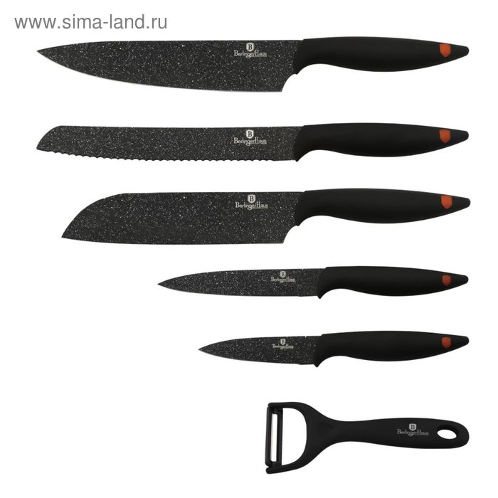 Набор ножей Granit Diamond Line Black/Orange, 6 предметов - Фото 1