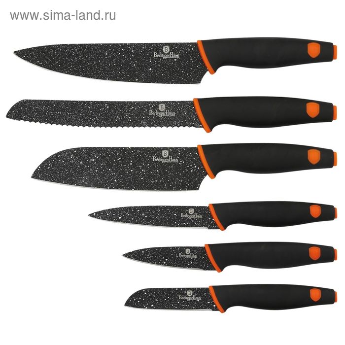 Набор ножей Granit Diamond Line Black/Orange, 6 предметов - Фото 1