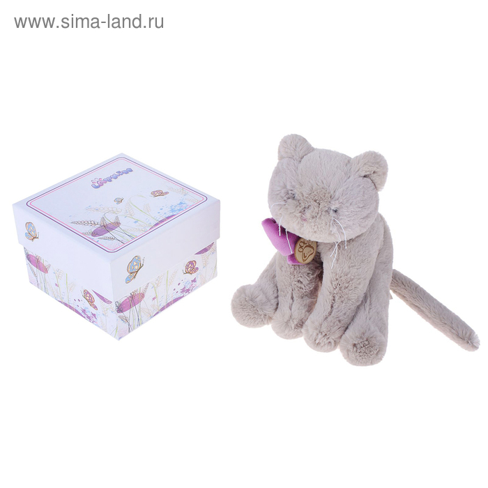 Мягкая игрушка "Кот", 30см, серый/фиолетовый - Фото 1