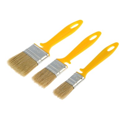 Набор кистей «АКОР», натуральная щетина, пластиковая рукоятка, 25, 35, 50 мм, 3 шт.