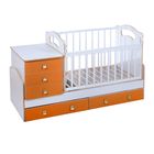 Детская кровать-трансформер Infanzia с поперечным маятником, цвет белый/оранжевый, дизайн боковых стенок МИКС - Фото 2