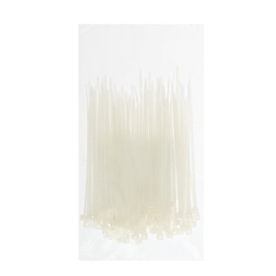 Хомут-стяжки пластиковые, 2.5х100 мм, белые, упаковка 100 шт.