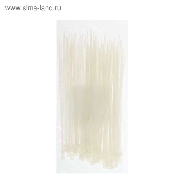 Хомут-стяжки пластиковые, 2.5х160 мм, белые, упаковка 100 шт. - Фото 1