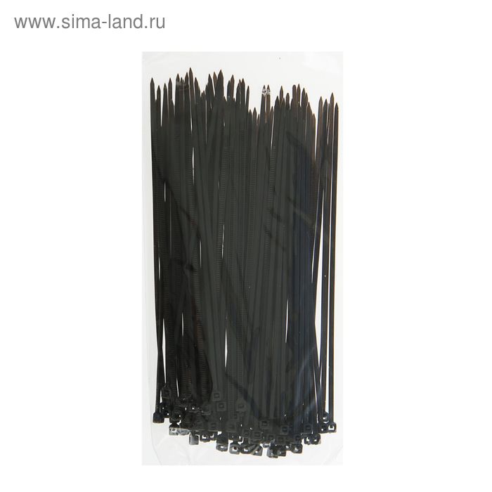 Хомут-стяжки пластиковые, 2.5х160 мм, чёрные, упаковка 100 шт. - Фото 1