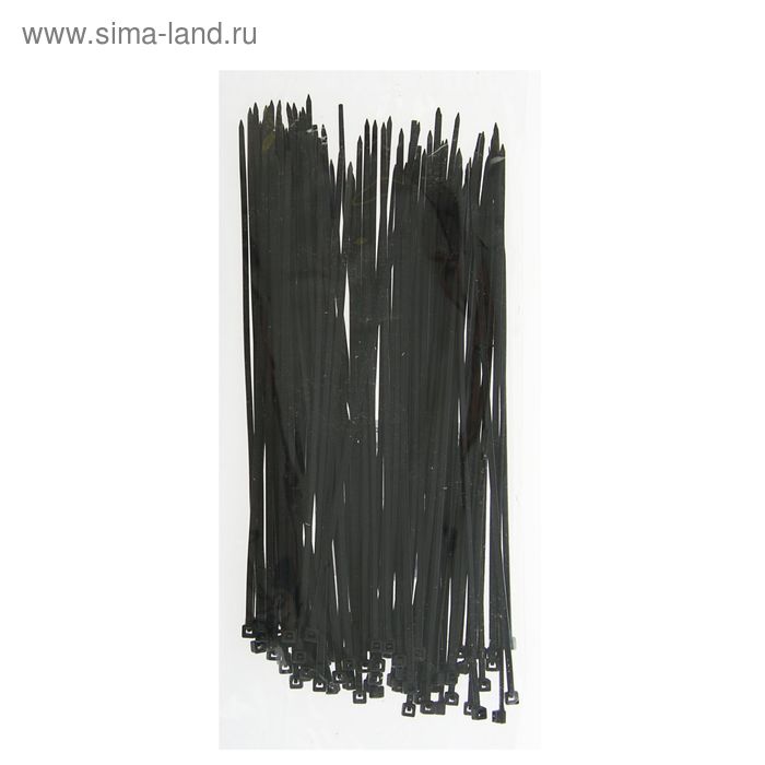 Хомут-стяжки пластиковые, 2.5х200 мм, чёрные, упаковка 100 шт. - Фото 1