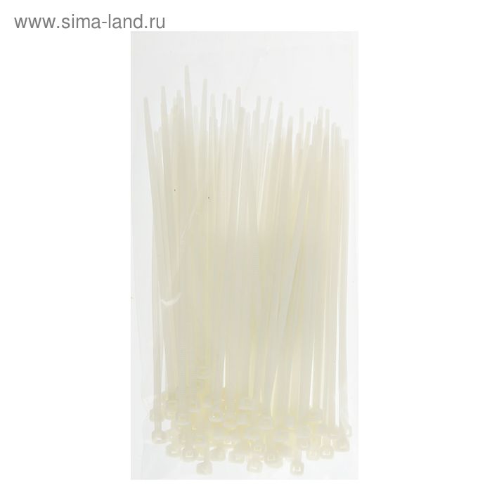 Хомут-стяжки пластиковые, 3.6×150 мм, белые, упаковка 100 шт. - Фото 1
