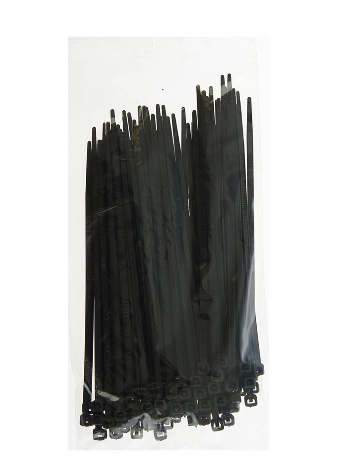 Хомут-стяжки пластиковые, 3.6х150 мм, чёрные, упаковка 100 шт. - Фото 1