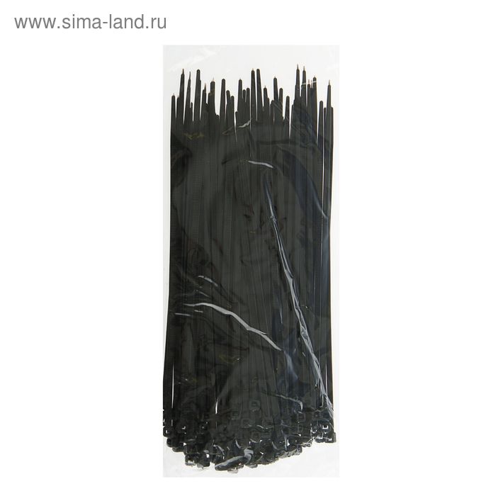 Хомут-стяжки пластиковые, 3.6х200 мм, чёрные, упаковка 100 шт. - Фото 1