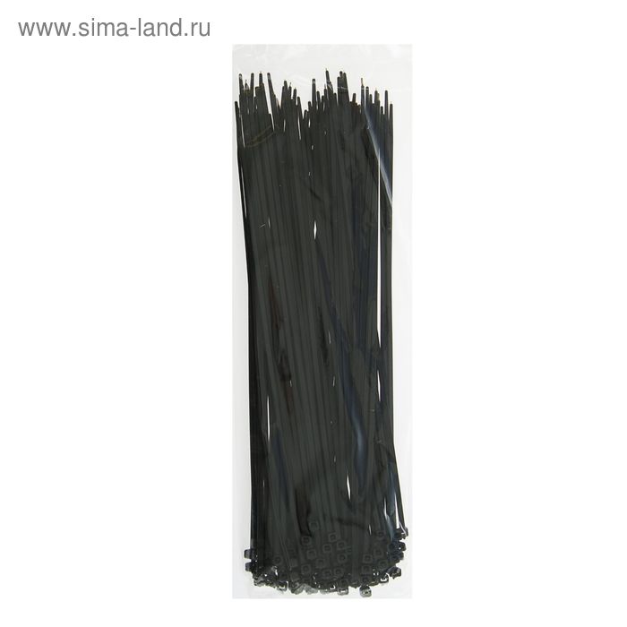 Хомут-стяжки пластиковые, 3.6×300 мм, чёрные, упаковка 100 шт. - Фото 1