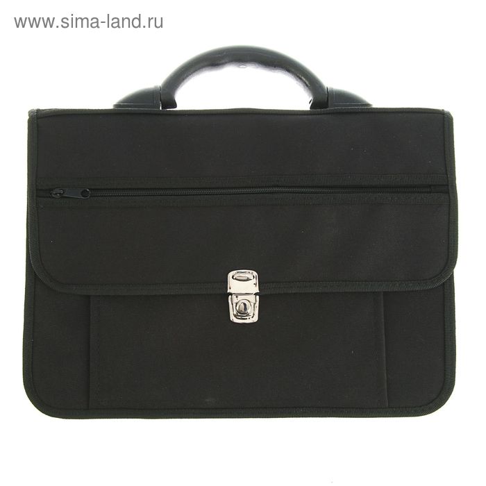Портфель деловой 380×270×150 мм, текстильный, 3 отделения, К 1С14 «Павловск», чёрный - Фото 1