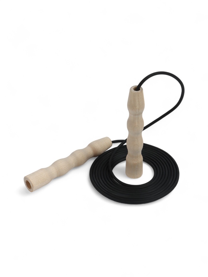 Скакалка спортивная, 3.8 м, регулируемая, резиновая, чёрная - Фото 1