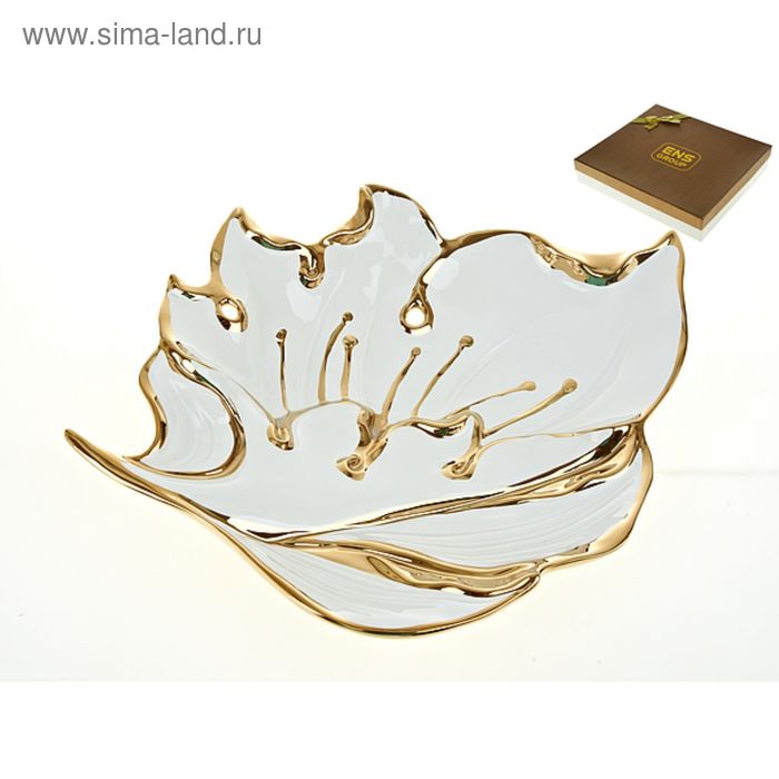 Блюдо "Золотой лист" 40×6×31 см. подарочная упаковка - Фото 1