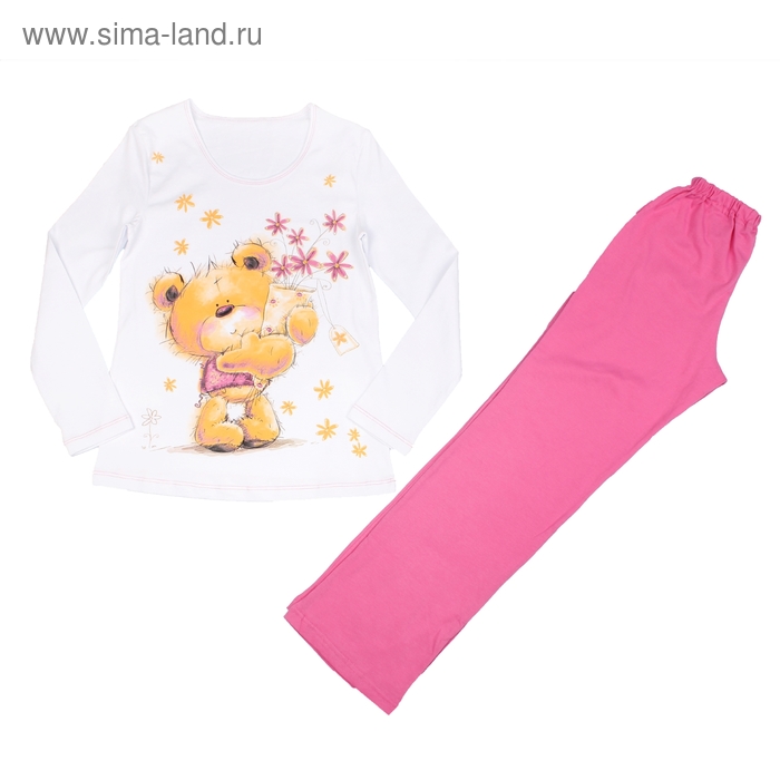 Пижама для девочки, рост 122 см, цвет розовый/белый К300 - Фото 1