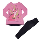 Комплект (туника, брюки) для девочки, рост 104 см, цвет тёмно-синий/розовый Л534 - Фото 1