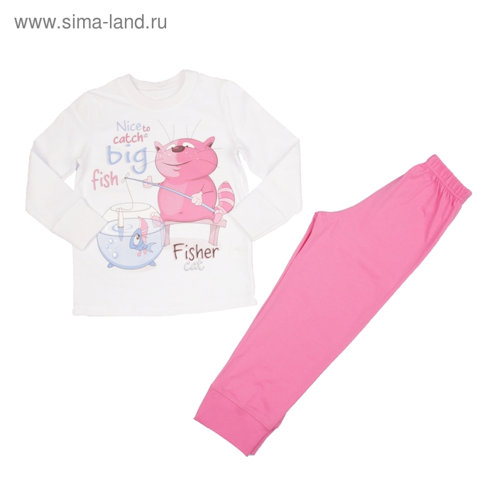 Пижама для девочки, рост 110 см, цвет розовый/белый М329 - Фото 1