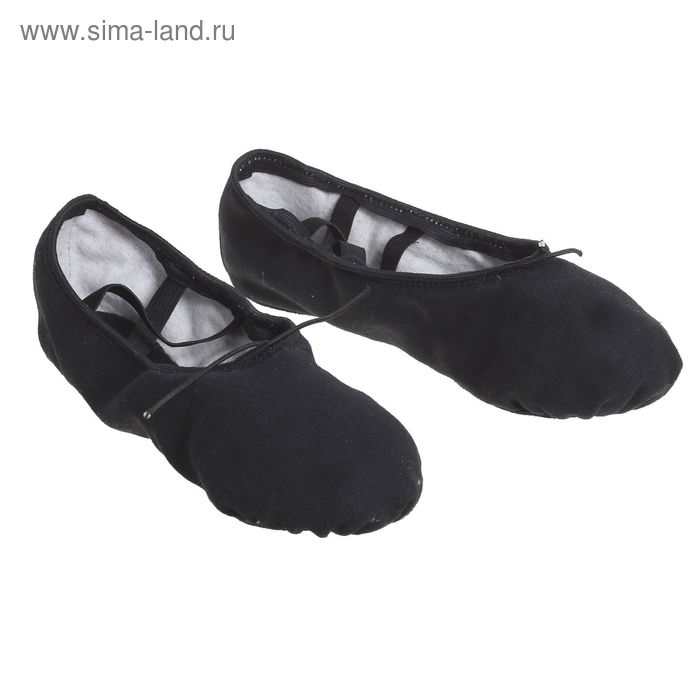 Балетки тиковые, длина по стельке 22 см, цвет чёрный - Фото 1