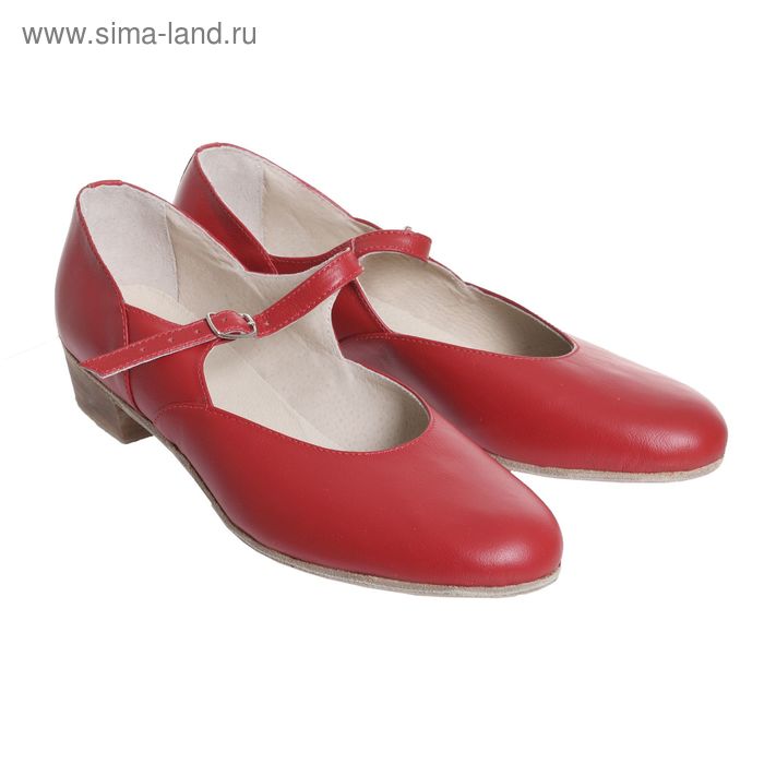 Туфли народные женские, длина по стельке 24 см, цвет красный - Фото 1