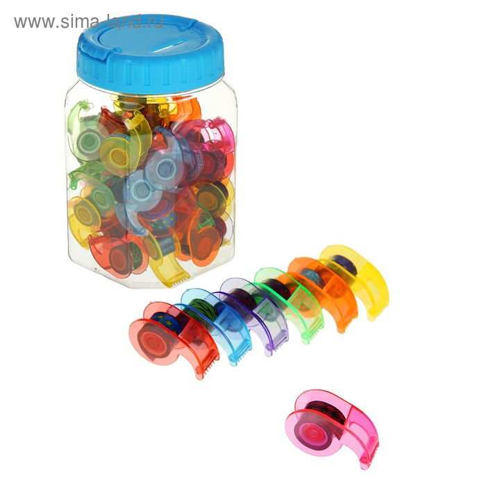 Клейкая лента цветная, 12 мм × 2.8 м, в диспенсере, МИКС - Фото 1