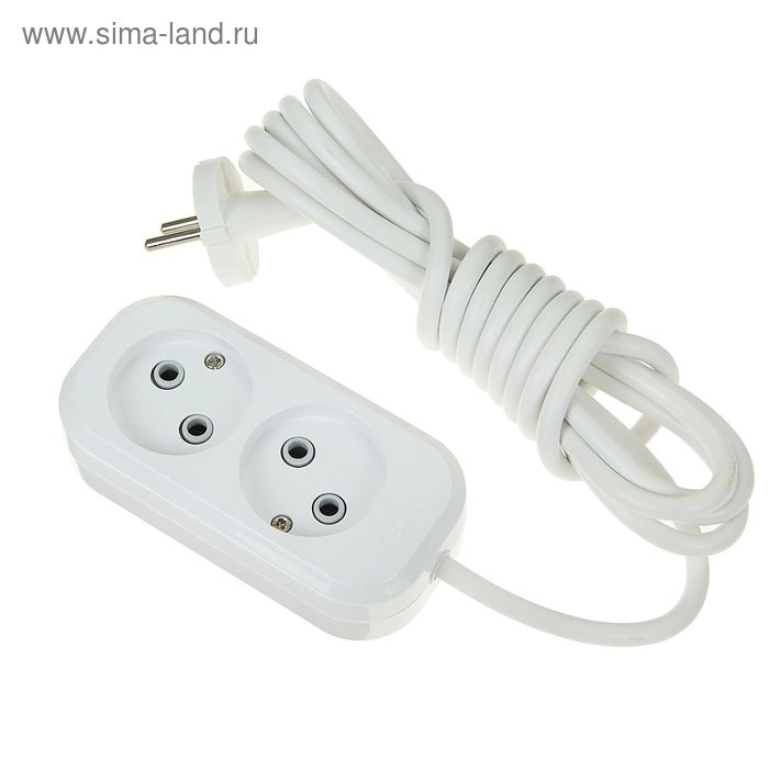 Удлинитель T.plast, 2 розетки, 3 м, 10 А, без з/к, 32.75.220.0403, - Фото 1