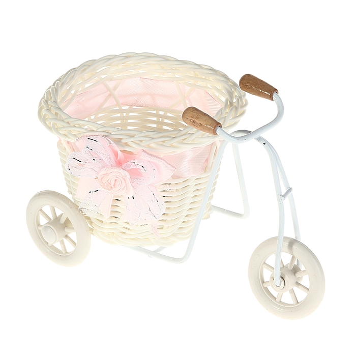 Корзина декоративная "Велосипед с розовым кашпо" 9х15х9 см - Фото 1