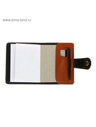 Записная книжка А7, 72 листа, с ручкой, обложка ПВХ. на кнопке, коричневая - Фото 6