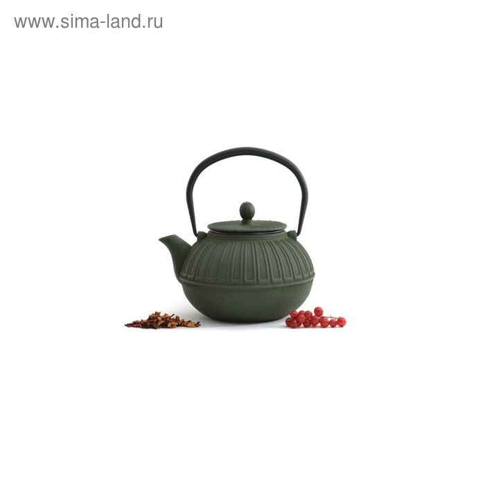 Чугунный чайник Studio, цвет зеленый, 0.85 л - Фото 1