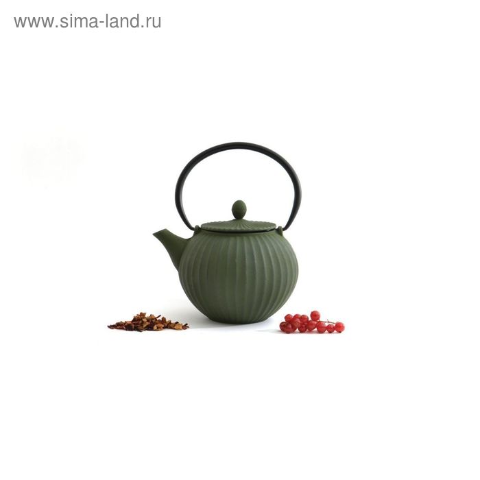 Чугунный чайник Studio, цвет зеленый, 1.3 л - Фото 1