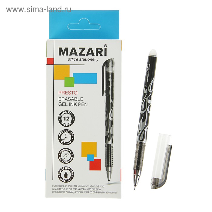 Ручка гелевая со стираемыми чернилами Mazari Presto, пишущий узел 0.5 мм, чернила чёрные - Фото 1