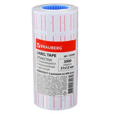 Этикетки PN, 21 х 12 мм, комплект 5 рулонов по 600 штук, прямоугольные, белые, (пистолет 1930360)